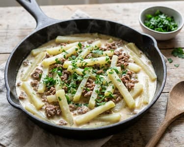 Kohlrabi and Minced Meat Skillet | Quick & Hearty