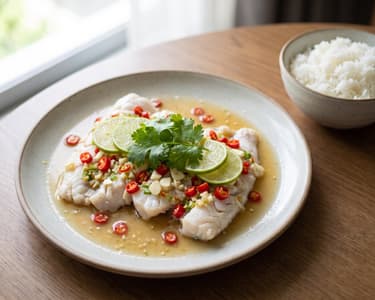 Pla Nueng Manao | Gedämpfter Thai-Fisch mit Limette