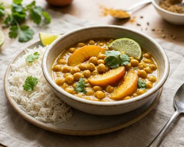Indian Chickpea Peach Curry | Fruity & Spicy