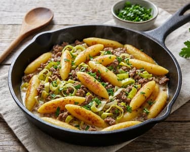 Quick Schupfnudel and Minced Meat Skillet | Hearty in 20 Minutes