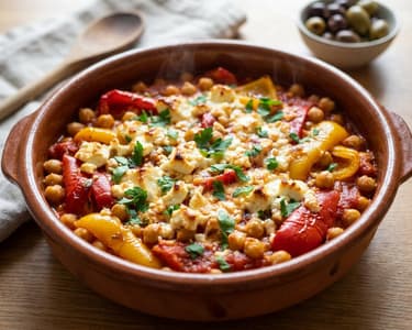 Mediterraner Paprika-Kichererbsen-Auflauf | Schneller Ofengenuss