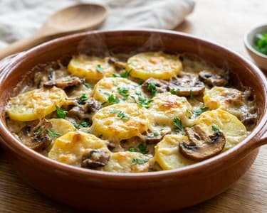 Kartoffel-Pilz-Auflauf | Herzhaft & Goldgelb überbacken