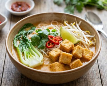 Malaysische Laksa mit Tofu | Cremig & Würzig