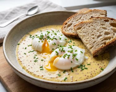 Poached Eggs in Mustard Sauce | Creamy Brunch Classic
