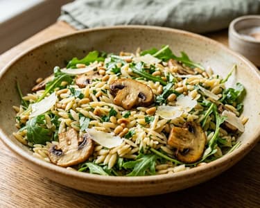 Italienischer Orzo-Salat mit Pilzen | Warmer Genuss