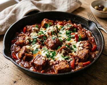 Griechisches Bekri Meze | Würzige Schweinefleisch-Pfanne