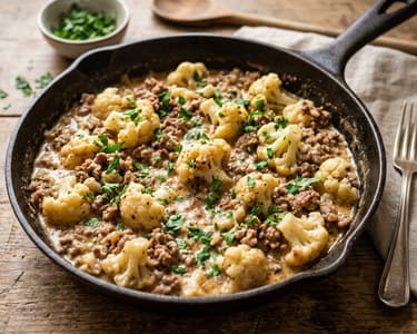 Cauliflower and Minced Meat Skillet | Served in 25 minutes