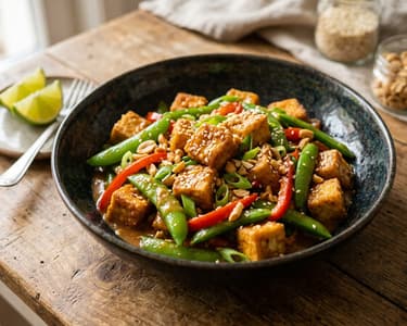Knuspriger Erdnuss-Tofu | Wok-Klassiker in 15 Min.