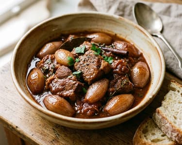 Griechisches Schweine-Stifado | Zart geschmort