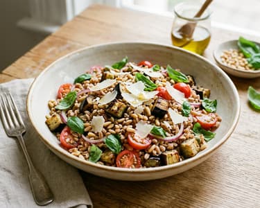 Farro Salad alla Norma | With Roasted Aubergine