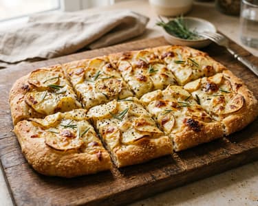 Römische Pizza mit Scamorza & Kartoffeln | Knusprig-würzig