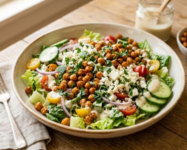 Crispy Chickpea Salad with Tahini Dressing