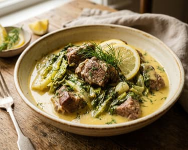 Griechisches Lamm-Frikassee | Zart in Avgolemono-Sauce