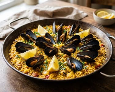 Arroz con Mejillones | Spanische Miesmuschel-Reispfanne