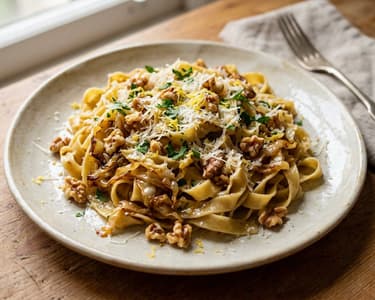 Spitzkohl-Tagliatelle mit Walnüssen | Herbstlicher Genuss