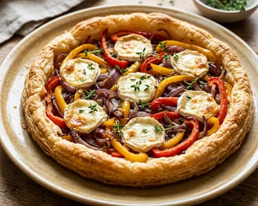 Mediterrane Paprika-Tarte mit Ziegenkäse | Knusprig & aromatisch