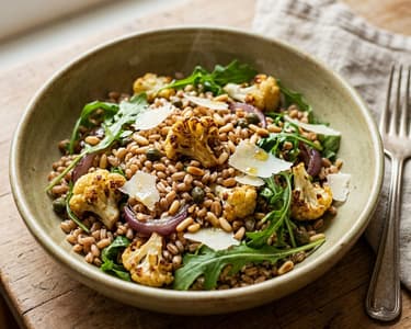 Tuscan Farro Salad | With Roasted Cauliflower