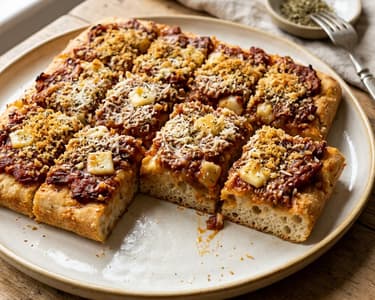 Sfincione Palermitano mit Pecorino | Sizilianisches Pfannen-Fladenbrot