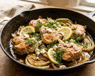 Griechisches Zitronen-Hähnchen mit Fenchel | In 20 Min.