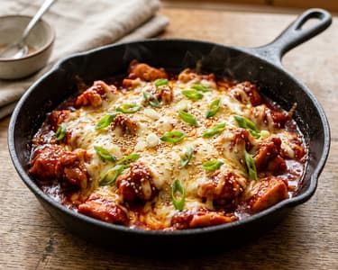 Koreanisches Cheese Buldak | Feurig & überbacken