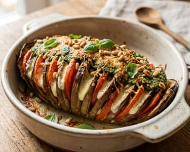 Hasselback-Aubergine alla Caprese | Fächer-Ofengenuss