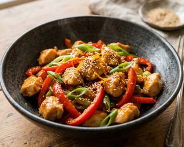 Orangen-Ingwer-Hähnchen aus dem Wok | Knackig & fruchtig in 15 Min.