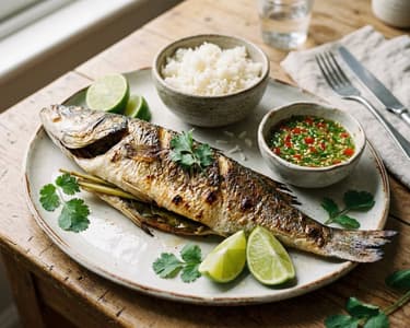 Pla Pao | Gegrillter thailändischer Wolfsbarsch mit Zitronengras