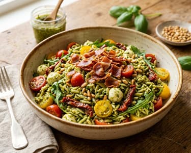 Italienischer Orzo-Salat | Mit Pesto & Prosciutto