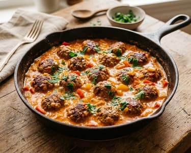 Meatballs in Creamy Bell Pepper Sauce | Quick Weeknight Classic