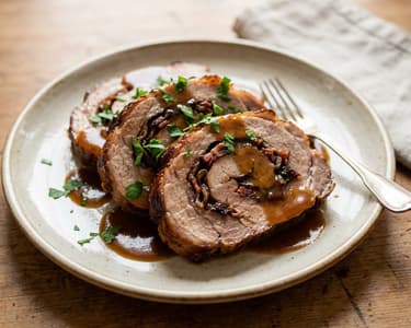 Klassischer Spießbraten | Saftig gefüllt mit Zwiebeln