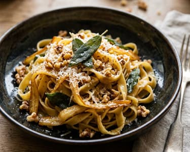 Pastinaken-Tagliatelle mit Salbeibutter & Walnüssen