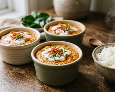 Hor Mok Pla | Thailändisches gedämpftes Fisch-Curry-Soufflé