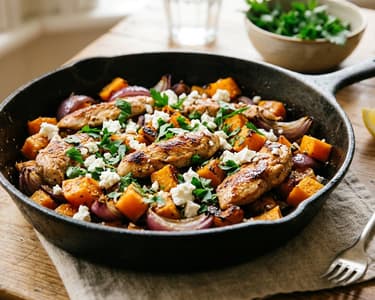 Griechische Puten-Kürbis-Pfanne | In 25 Minuten