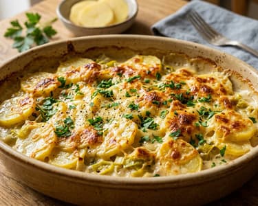 Potato and Leek Casserole | Savory & Baked Golden Brown
