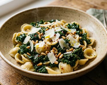 Orecchiette with Braised Kale | Spicy & Aromatic