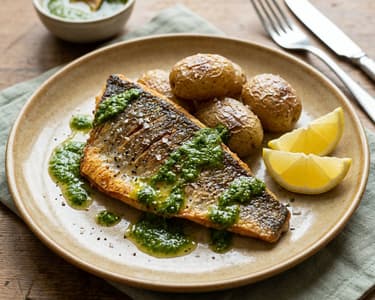 Lubina a la Plancha | Sea Bass with Mojo Verde