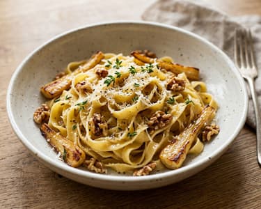 Tagliatelle mit gerösteten Pastinaken & Walnüssen | Cremig & Nussig
