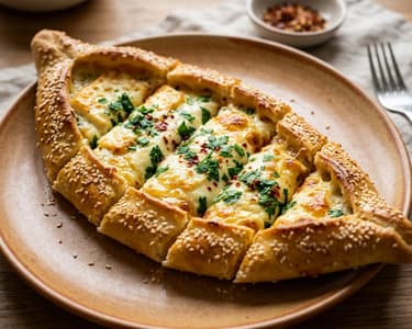 Türkische Halloumi Pide | Knusprige Käseschiffchen