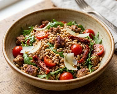 Toskanischer Farro-Salat mit gebratener Salsiccia | Herzhafter Herbstgenuss