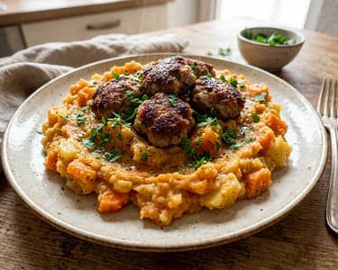 Carrot and Potato Mash with Meatballs | Hearty & Quick