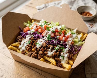 Döner Box with Crispy Fries and Garlic Sauce