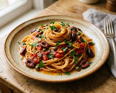 Spaghetti alla Puttanesca | Spicy & Ready in 20 Minutes