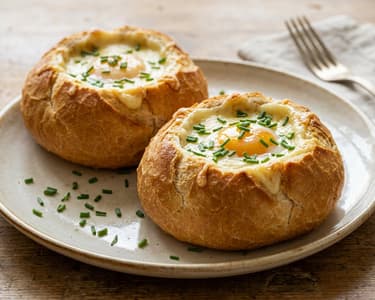 Baked Eggs in Bread Rolls | Crispy Brunch Delight