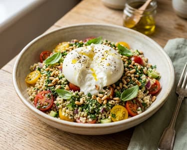 Italian Bulgur Salad with Burrata | Fresh & Flavorful