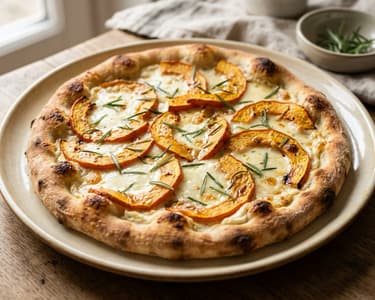 Herbstliche Pizza Bianca mit Mascarpone und Kürbis