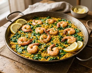 Arroz con Gambas y Espinacas | Spanish Prawn and Rice Pan