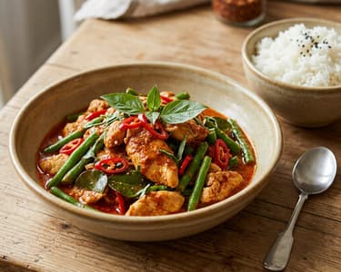 Pad Prik Gaeng | Pikantes Wok-Hähnchen in 15 Min.