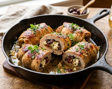 Griechische Puten-Röllchen mit Feta & Oliven | In 20 Minuten