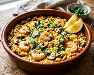 Spanish Shrimp and Mushroom Rice Pot | Arroz con Gambas y Setas