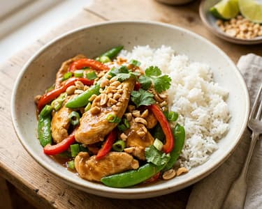 Knuspriges Erdnuss-Hähnchen | Cremiger Wok-Genuss in 15 Min.